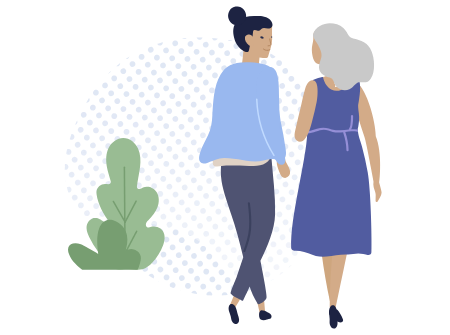 Two woman walking