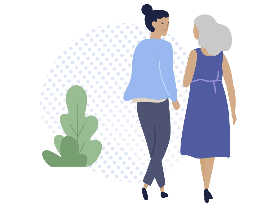 Two women walking