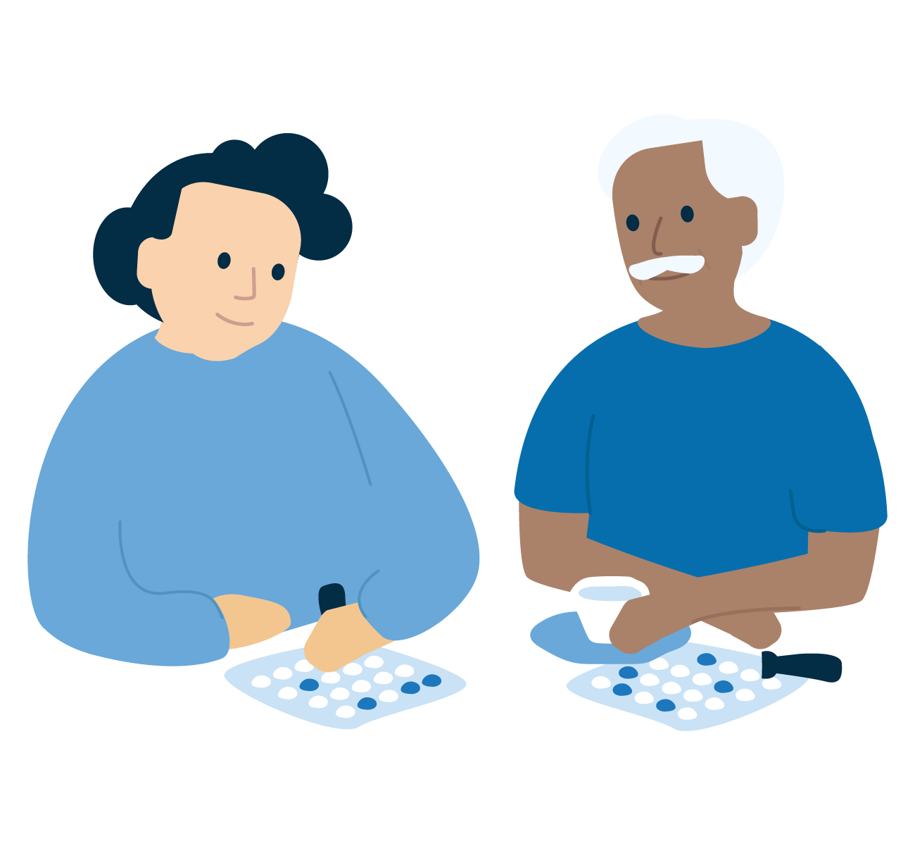 Older man and younger woman playing bingo illustration