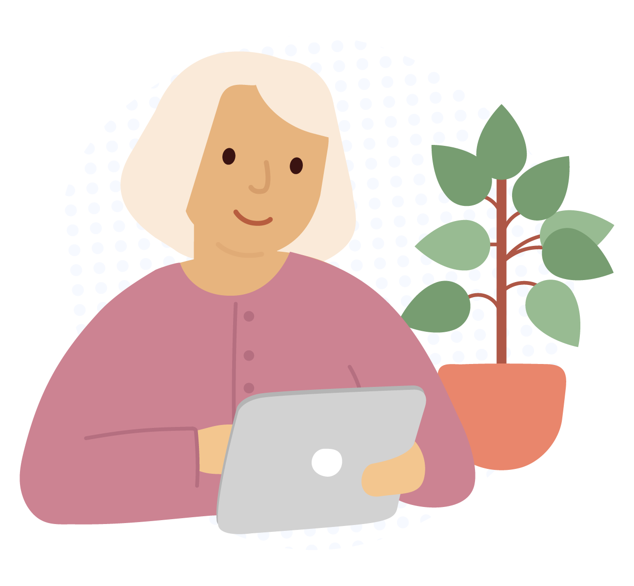Woman using tablet illustration