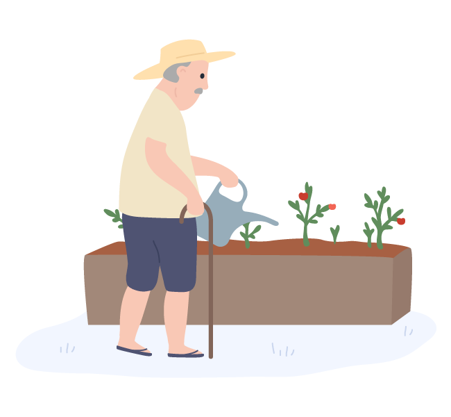man watering garden