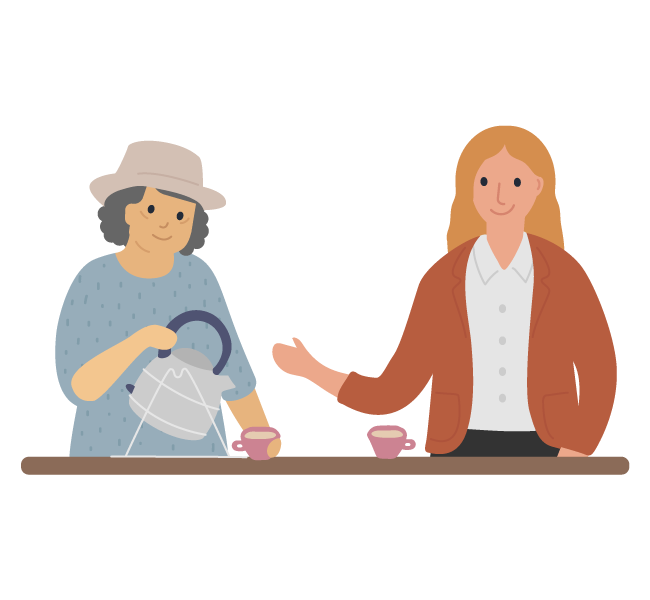woman with kettle and another woman
