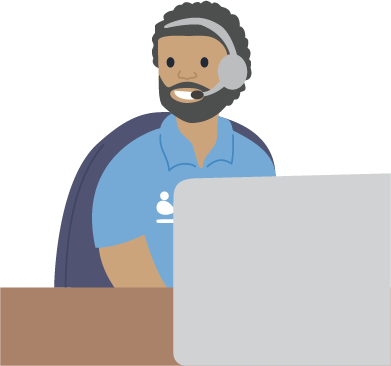 call centre worker with headphones