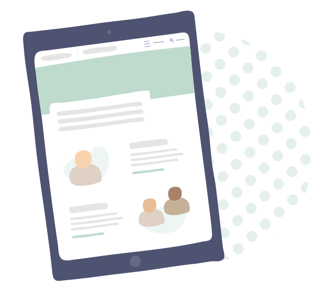 An illustration of a tablet device showing the My Aged Care website.