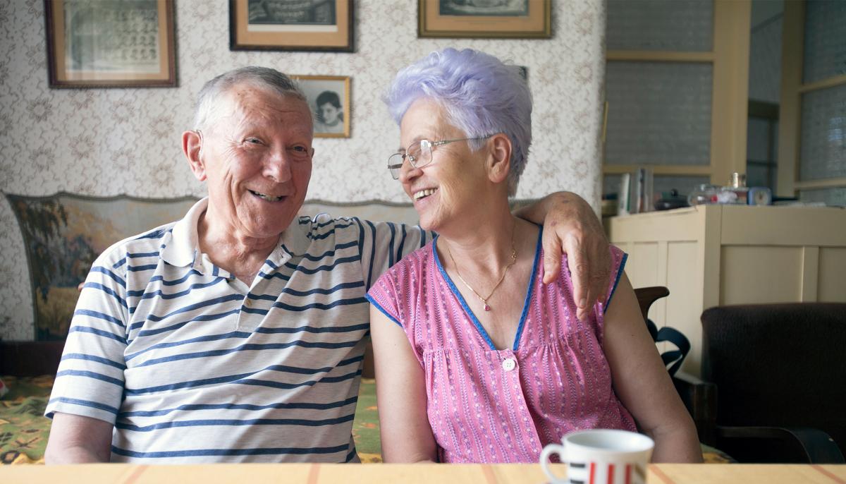 Older couple laughing