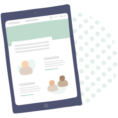 An illustration of a tablet device showing the My Aged Care website.