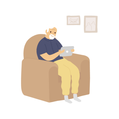Man watching webinar on an ipad